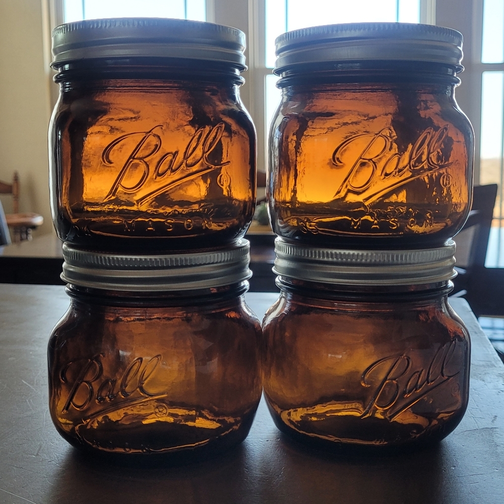 Amber Ball Canning pint jars New